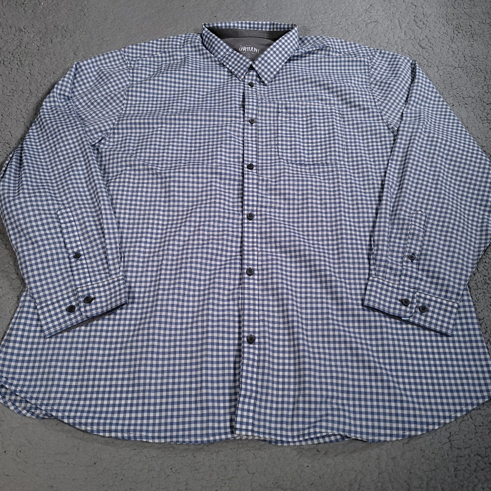 Chef Works Urban Collection Shirt Mens XXL Long Sleeve Collared Stretch Blue
